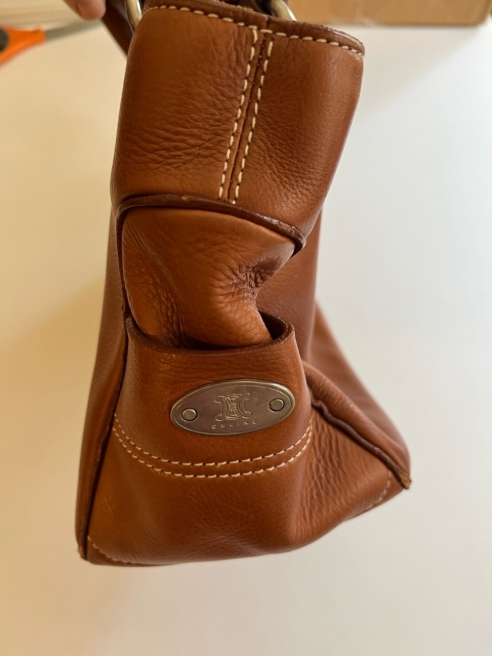 Celine Cognac Leather Handbag with Zip Center Compartment - Picture 6 of 10